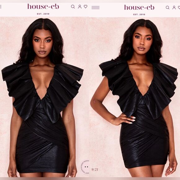 House of CB “Diana” Black Exaggerated Frill XS Dress - Picture 5 of 16
